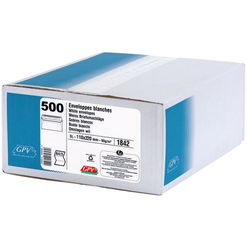 GPV enveloppes C5, blanc, fenêtre droite, auto-adhésif, 500 pièces
